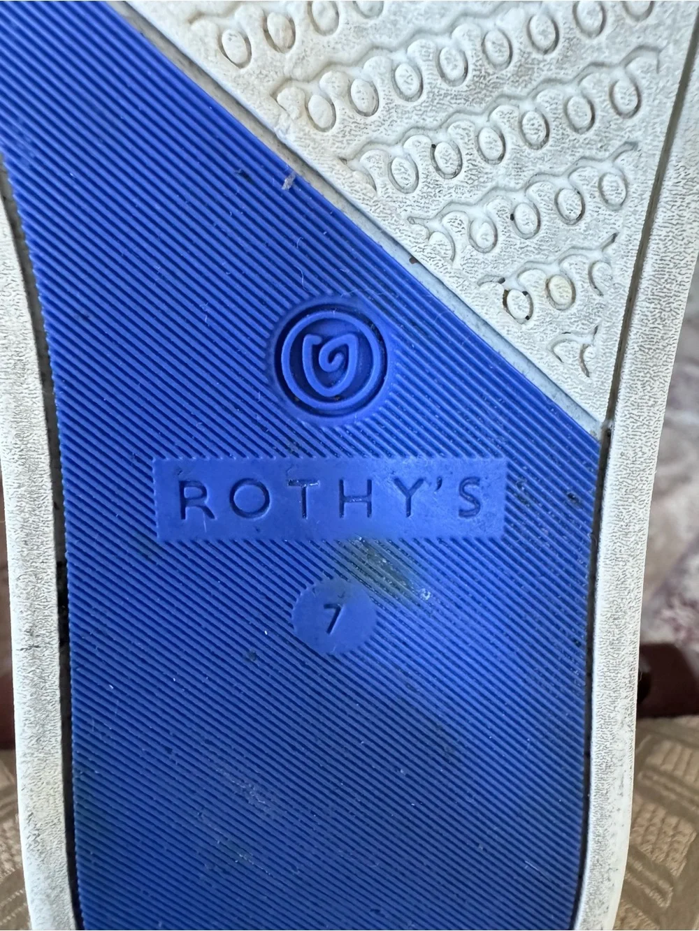Rothy’s The Loafer Gray Knit Slip On Flats Blue Trim Women’s Size 7
